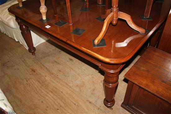 A large Victorian and later mahogany extending dining table, 12ft 4.5in. x 4ft x 2ft 6in.